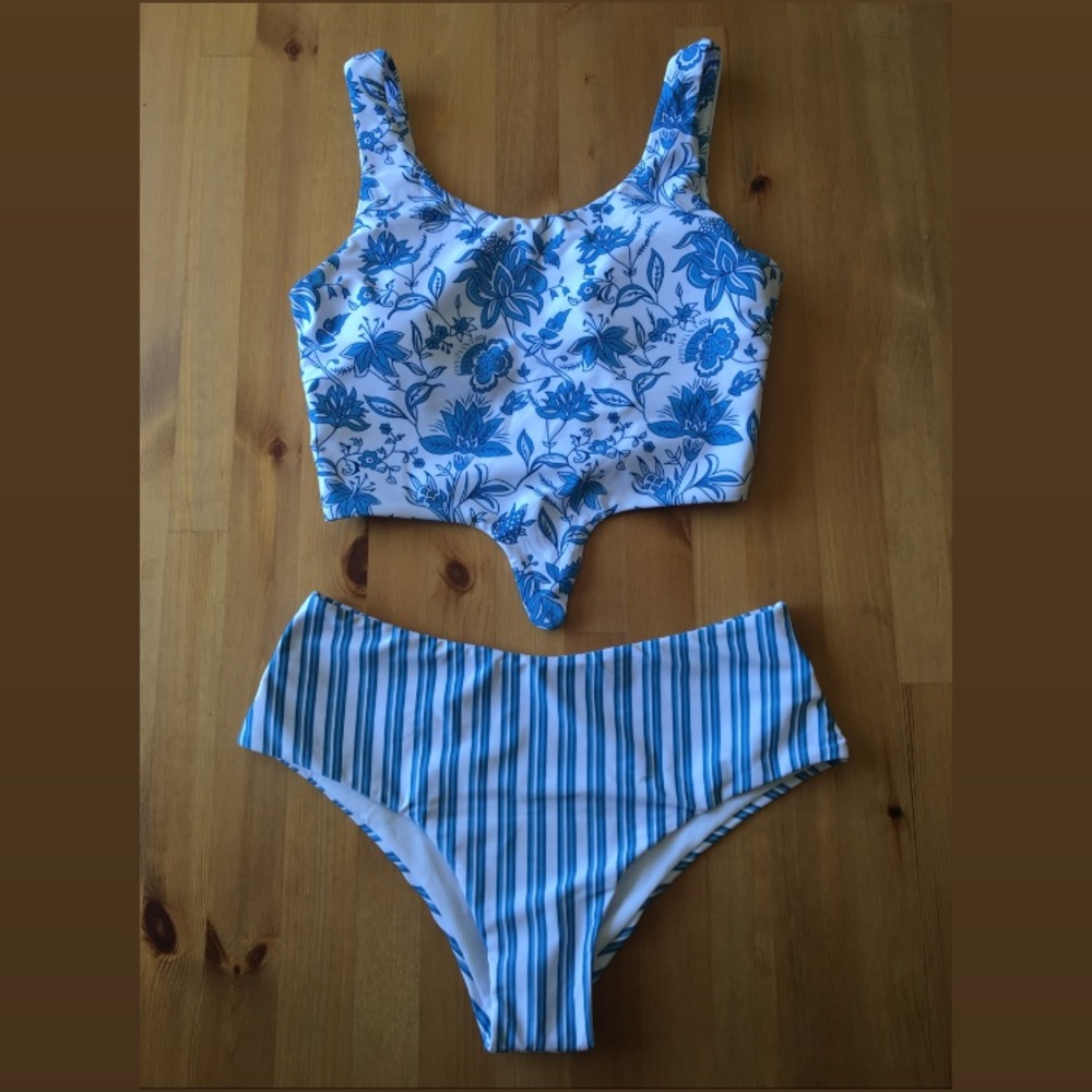 Floral/Striped Swim Suit